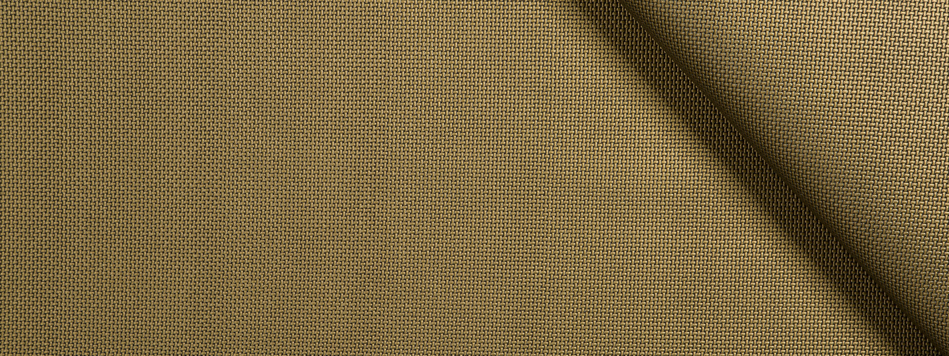 Bronze woven fabric close-up with fine grid texture and diagonal fold; upholstery fabric.