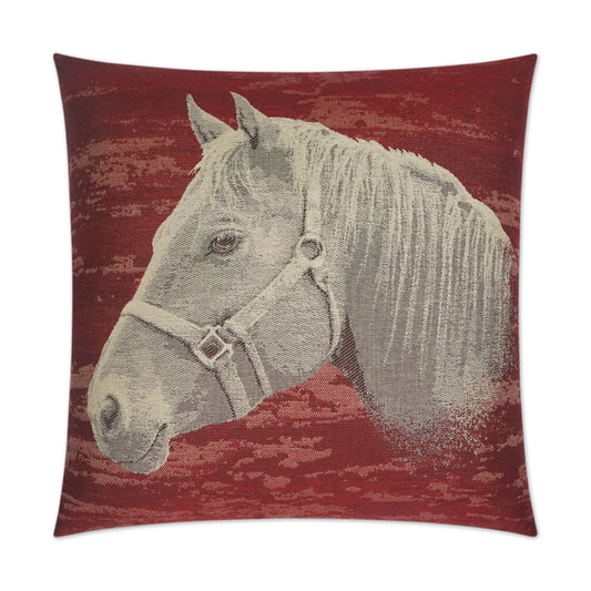 D.V. KAP HOME   24" x 24" Mister Ed Pillow - Red Western Chic, Novelty    - 2617-R-2424
