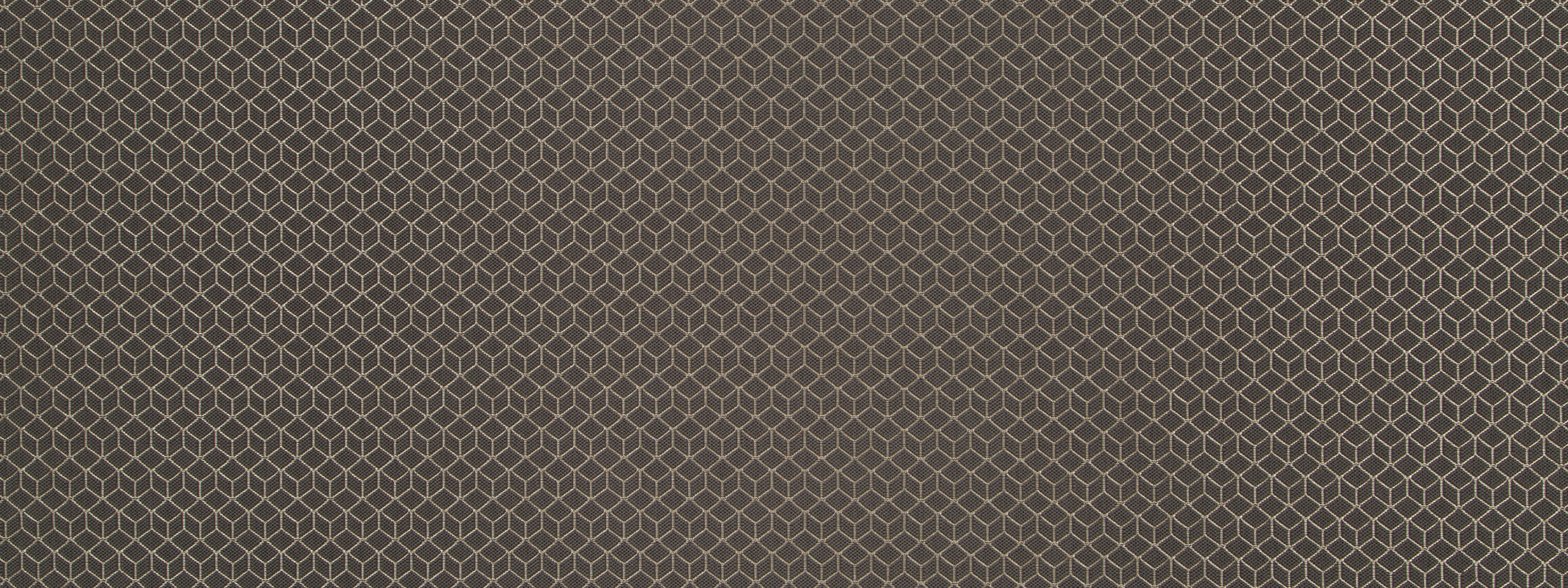 Slate upholstery fabric featuring a cream honeycomb hex geometric pattern.