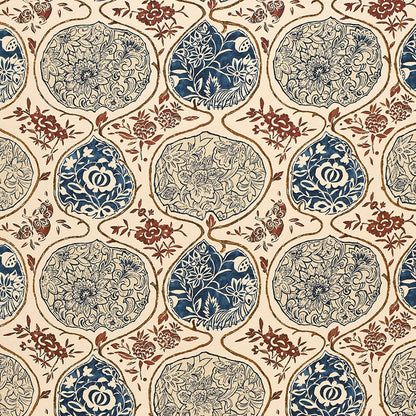 SCHUMACHER FABRIC  EXUBERANT PRINTS KATSUGI   INDIGO & CINNABAR   - 2620931