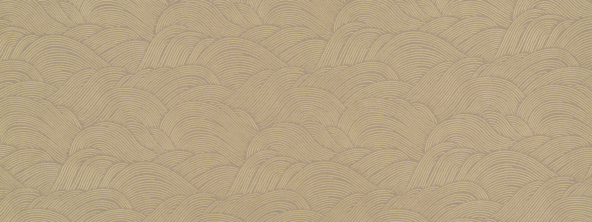 Brass-colored woven upholstery fabric with a repeated arc wave pattern and subtle texture.