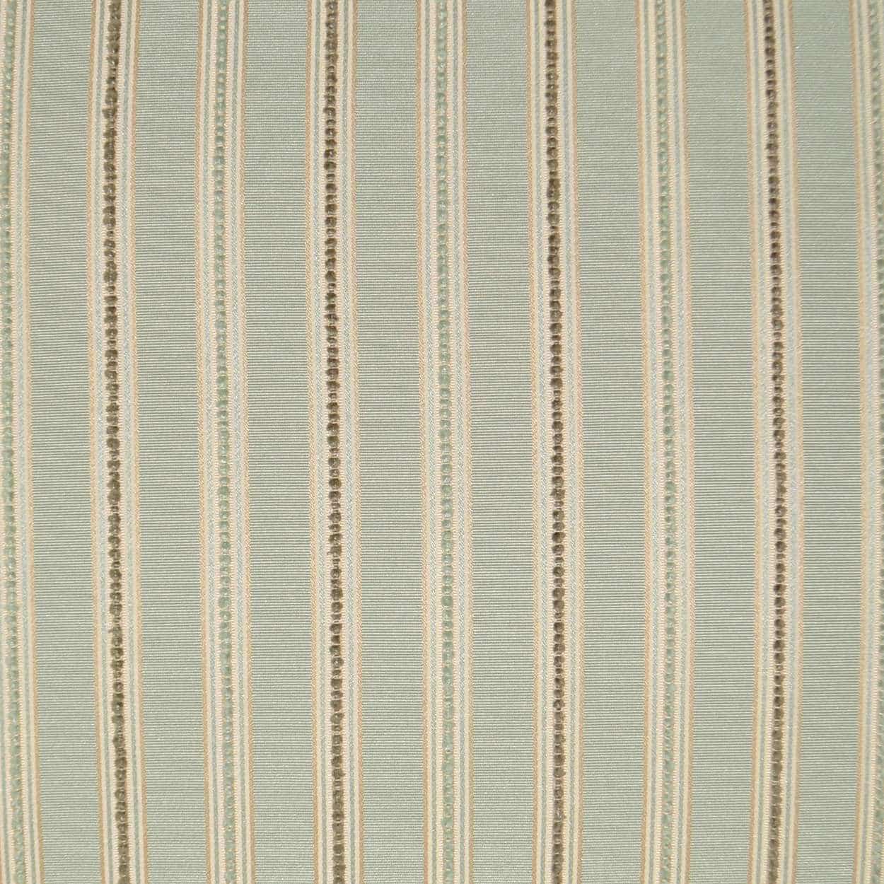 Light blue woven fabric with vertical beige and brown stripes; versatile upholstery or drapery material.