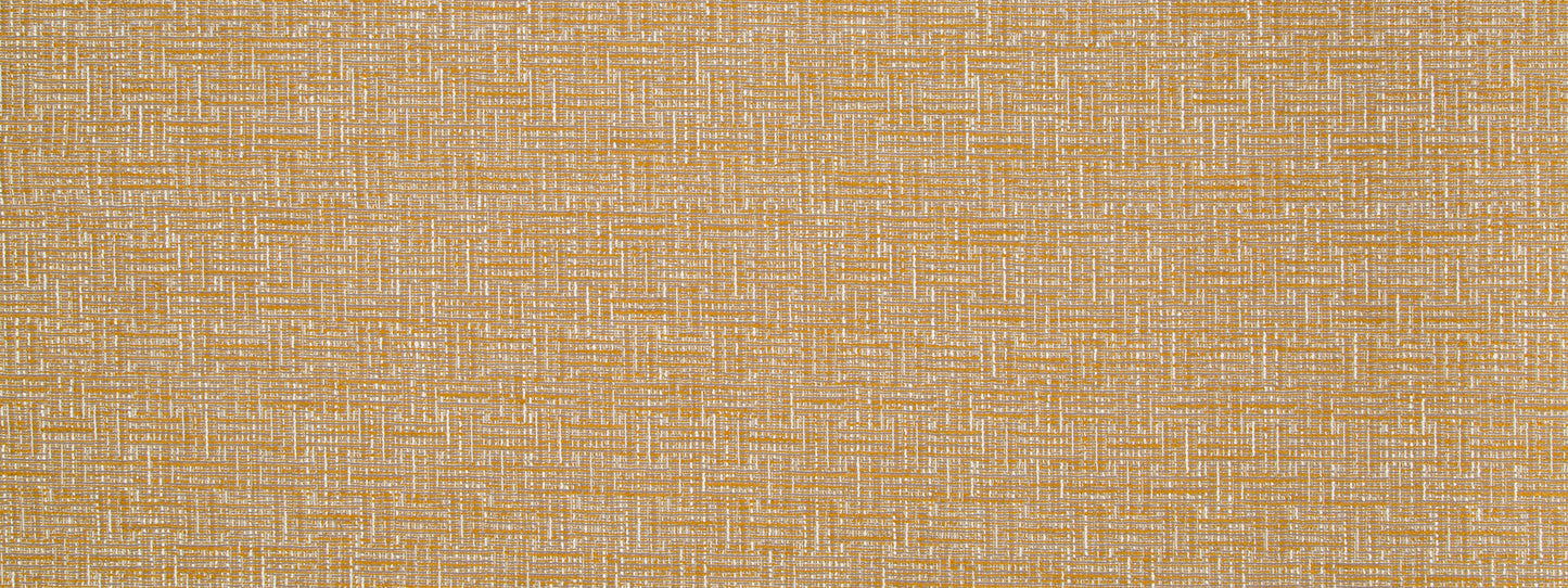 Golden-tan woven fabric with subtle basket-weave texture for warm upholstery or drapery.