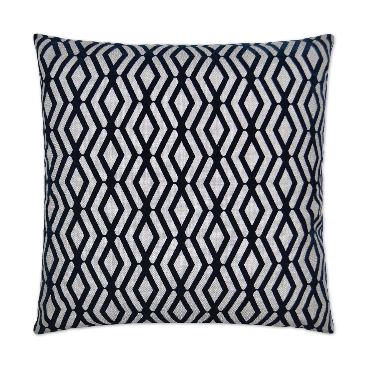 Square navy & white geometric diamond lattice throw pillow for modern decor