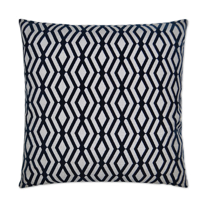Square navy & white geometric diamond lattice throw pillow for modern decor