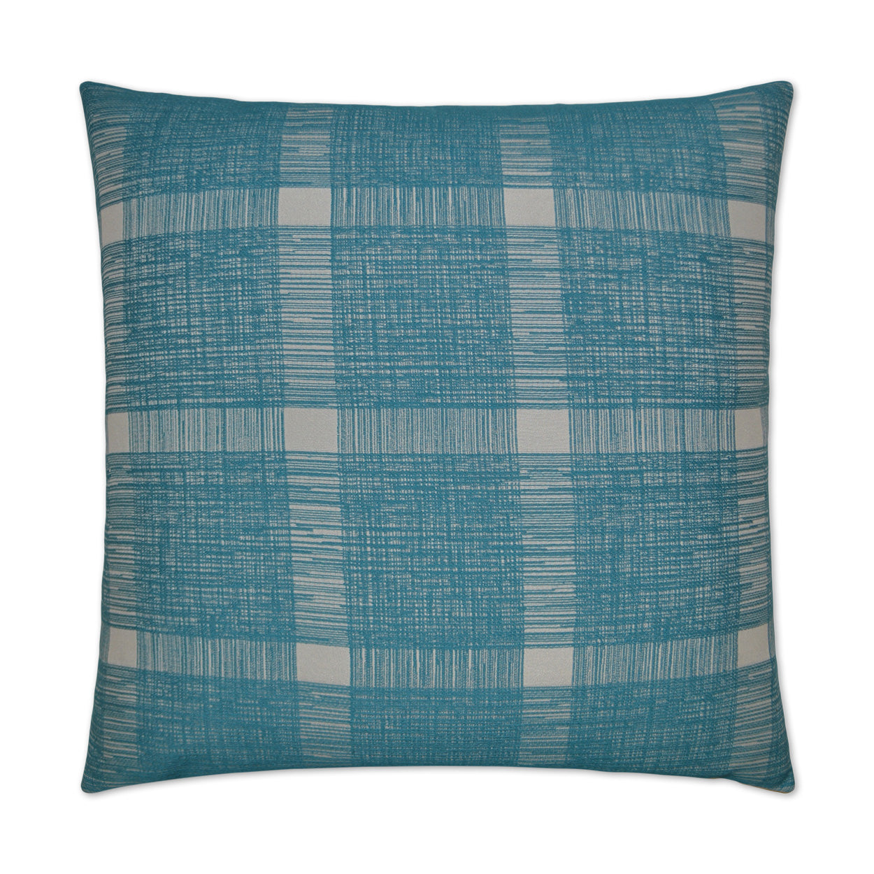 D.V. KAP HOME   24" x 24" Checkmate Pillow - Turquoise Plaid - Check    - 2671-T-2424