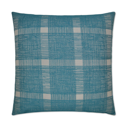 D.V. KAP HOME   24" x 24" Checkmate Pillow - Turquoise Plaid - Check    - 2671-T-2424