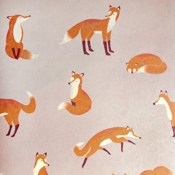 Galerie Wallcoverings Great Kids Friendly Foxes Galerie Wallcoverings  Pink   - 26840