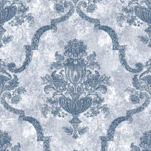 Galerie Wallcoverings Azulejo Damask Galerie Wallcoverings  Blue   - 26855 (DISCONTINUED PATTERN)