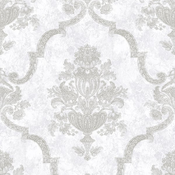 Galerie Wallcoverings Azulejo Damask Galerie Wallcoverings  Silver Grey   - 26858
