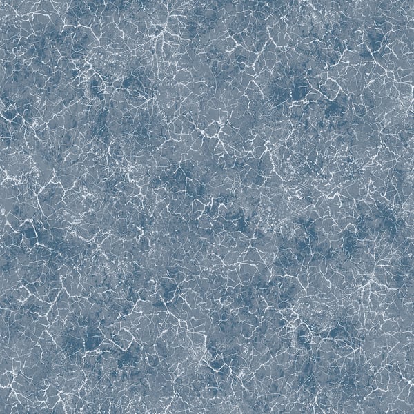 Blue Azulejo tile-style wallcovering with a gray-blue matte finish and a frosted border along the bottom and right edges.