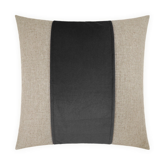 D.V. KAP HOME   24" x 24" Jefferson Pillow - Charcoal Band / Ribbon    - 2690-CH-2424