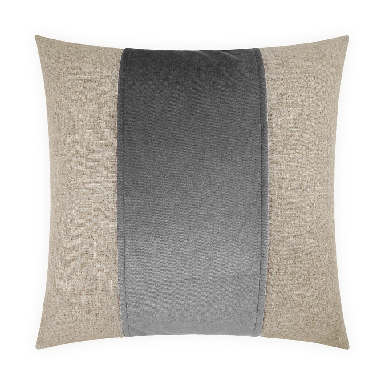 D.V. KAP HOME   24" x 24" Jefferson Pillow - Graphite Band / Ribbon    - 2690-GR-2424