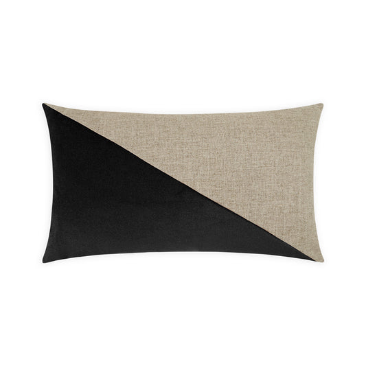 D.V. KAP HOME   14" x 24" Jefferson Lumbar Pillow - Black Color block    - 2691-BL-1424