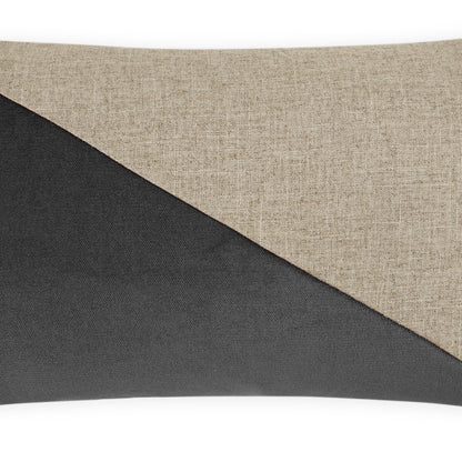 D.V. KAP HOME   14" x 24" Jefferson Lumbar Pillow - Charcoal Color block    - 2691-CH-1424
