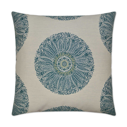 D.V. KAP HOME   24" x 24" Crillon Pillow - Aqua Floral    - 2693-A-2424