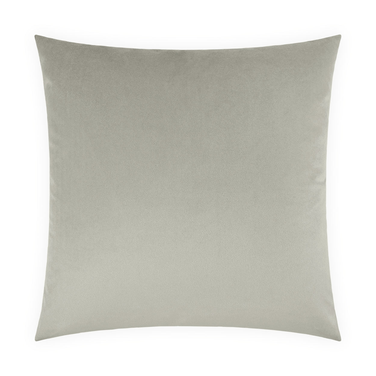 Light gray velvet square throw pillow; soft decorative pillow for sofa or bed.
