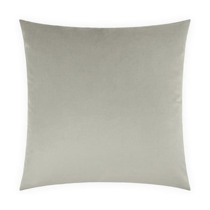 Light gray velvet square throw pillow; soft decorative pillow for sofa or bed.