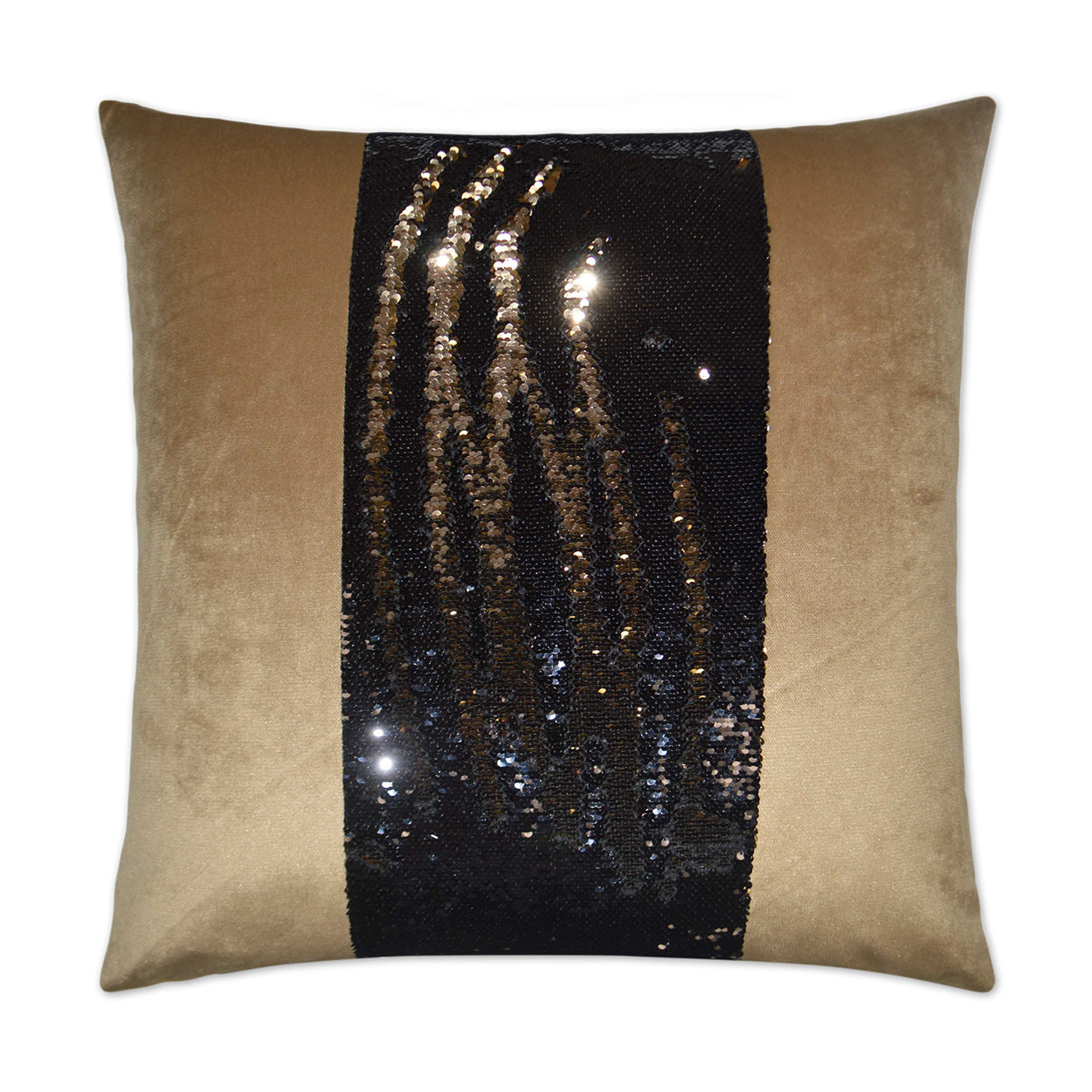 D.V. KAP HOME   24" x 24" Hylee II Pillow - Black/Gold Glam, Band / Ribbon    - 2695-BG-2424