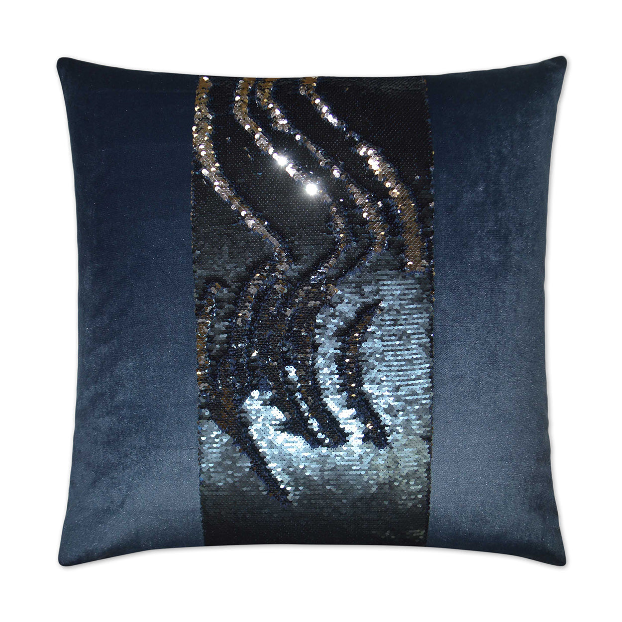 D.V. KAP HOME   24" x 24" Hylee II Pillow - Cobalt Glam, Band / Ribbon    - 2695-C-2424