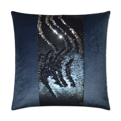 D.V. KAP HOME   24" x 24" Hylee II Pillow - Cobalt Glam, Band / Ribbon    - 2695-C-2424