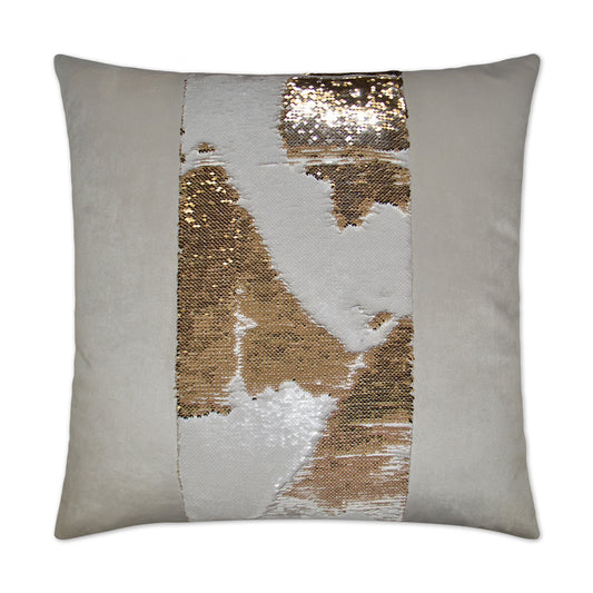 D.V. KAP HOME   24" x 24" Hylee II Pillow - Ivory Glam, Band / Ribbon    - 2695-I-2424