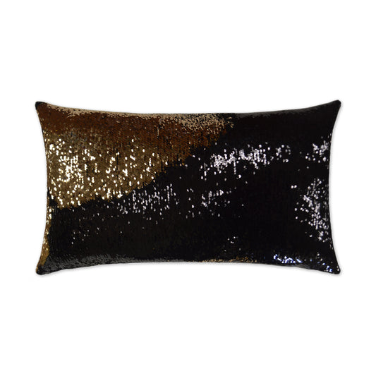 D.V. KAP HOME   14" x 24" Hylee Lumbar Pillow - Black/Gold Glam    - 2696-BG-1424