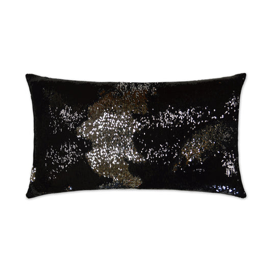 D.V. KAP HOME   14" x 24" Hylee Lumbar Pillow - Black/Silver Glam    - 2696-BS-1424
