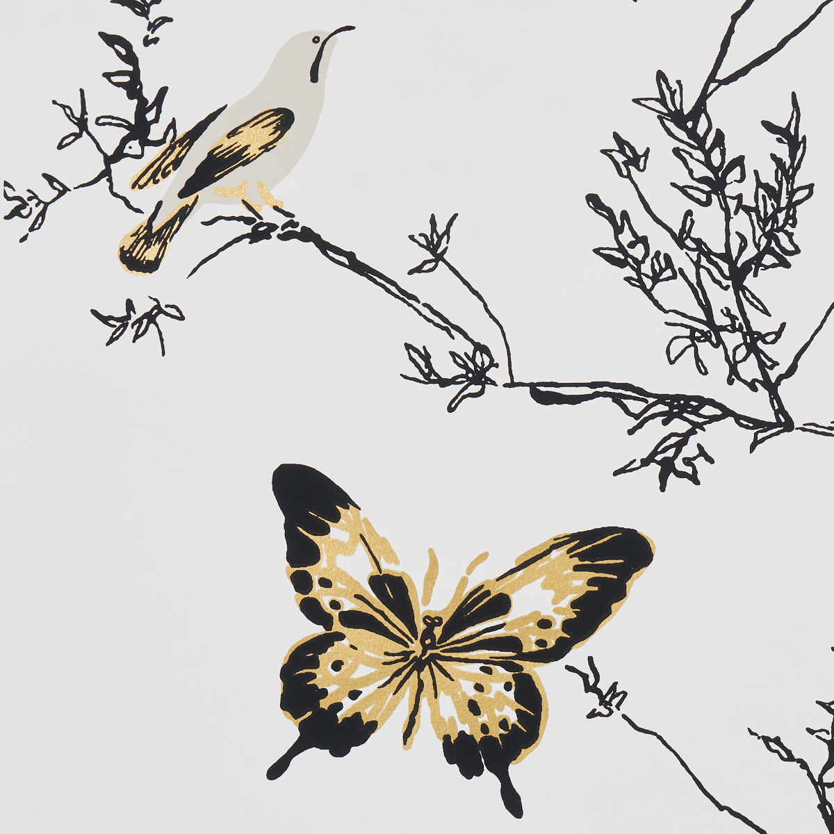 SCHUMACHER  PERENNIAL FAVORITES BIRDS & BUTTERFLIES   Black & Gold   - 2704424