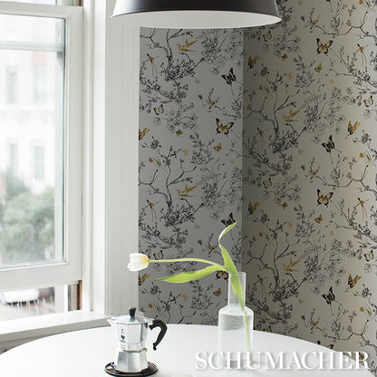 SCHUMACHER  PERENNIAL FAVORITES BIRDS & BUTTERFLIES   Black & Gold   - 2704424