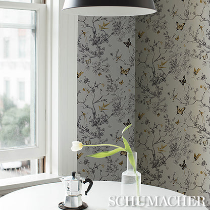 SCHUMACHER  PERENNIAL FAVORITES BIRDS & BUTTERFLIES   Black & Gold   - 2704424
