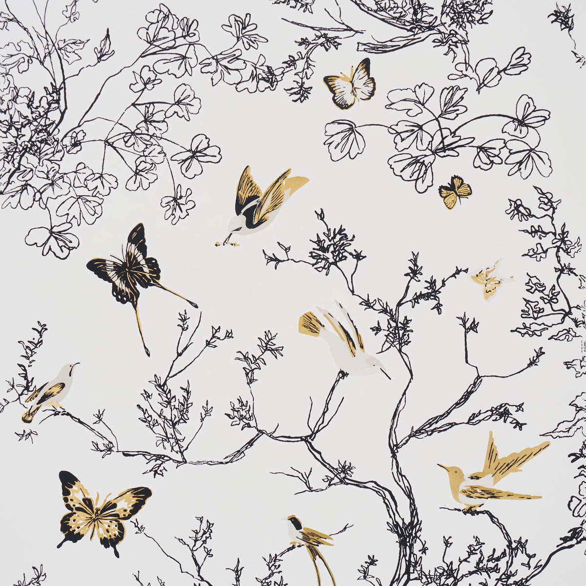 SCHUMACHER  PERENNIAL FAVORITES BIRDS & BUTTERFLIES   Black & Gold   - 2704424