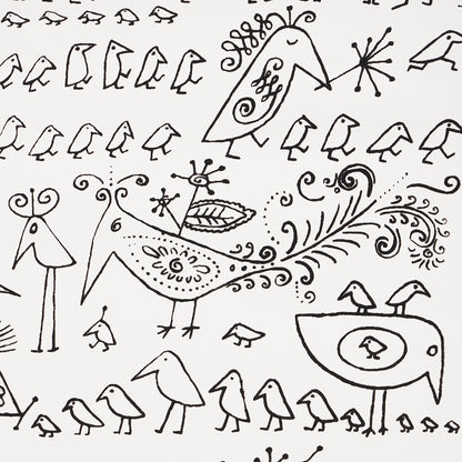 SCHUMACHER WALLCOVERING  EXUBERANT PRINTS AVIARY   BLACK ON WHITE   - 2705510