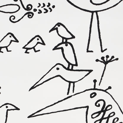 SCHUMACHER WALLCOVERING  EXUBERANT PRINTS AVIARY   BLACK ON WHITE   - 2705510