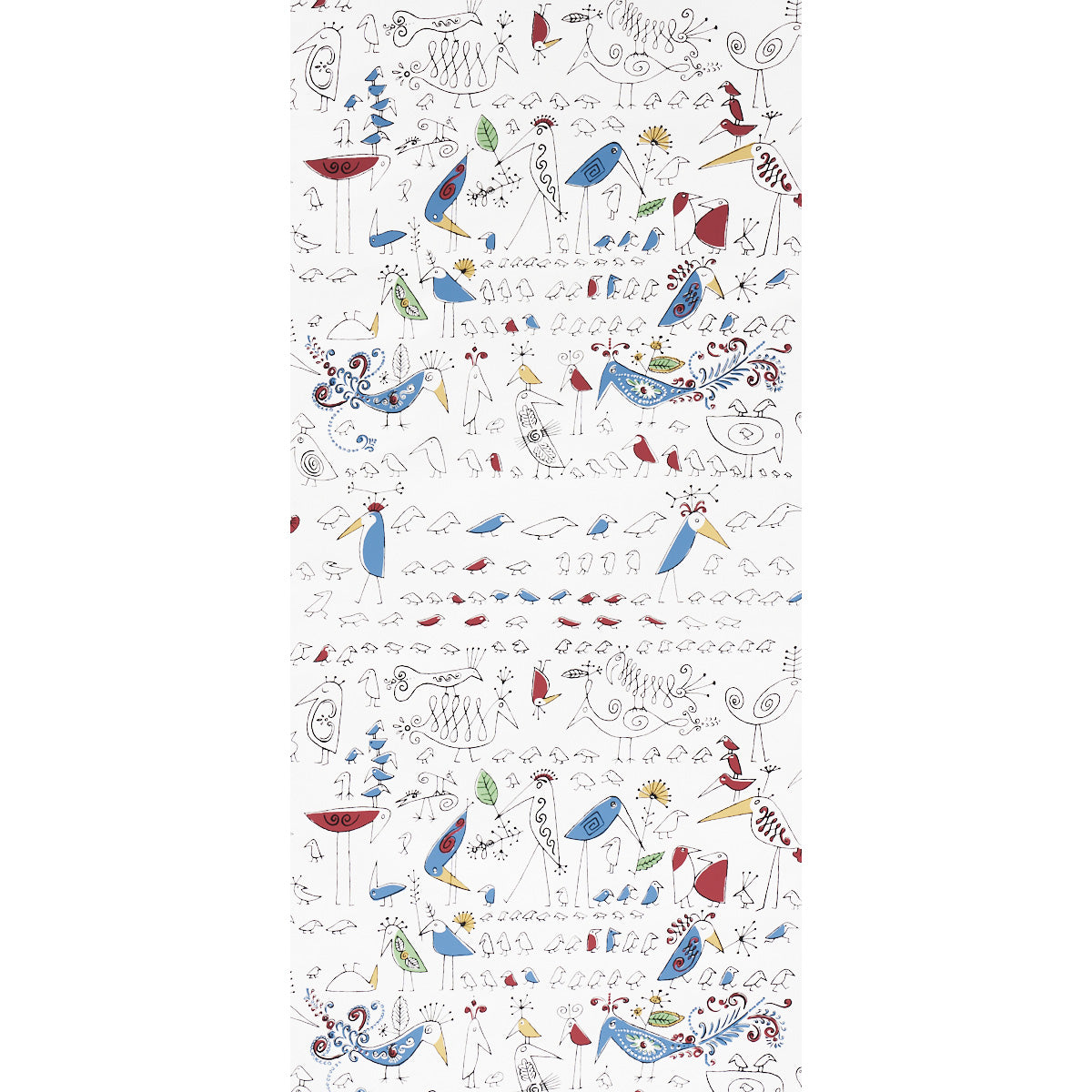 SCHUMACHER WALLCOVERING  EXUBERANT PRINTS AVIARY   MULTI ON WHITE   - 2705511