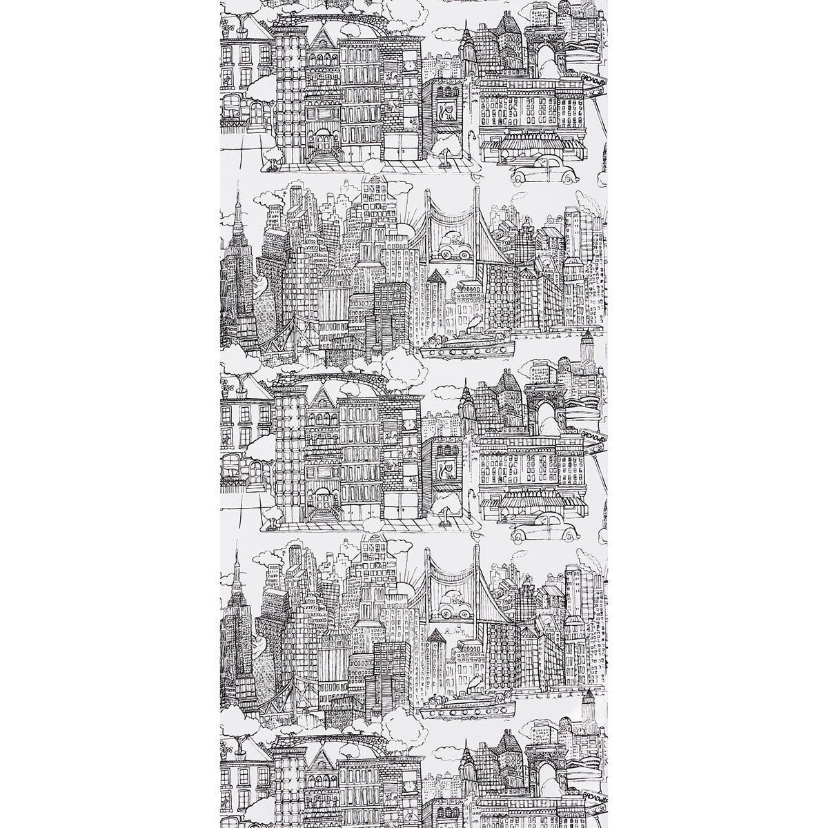 SCHUMACHER WALLCOVERING  EXUBERANT PRINTS NEW YORK  NEW YORK   BLACK ON WHITE   - 2705530