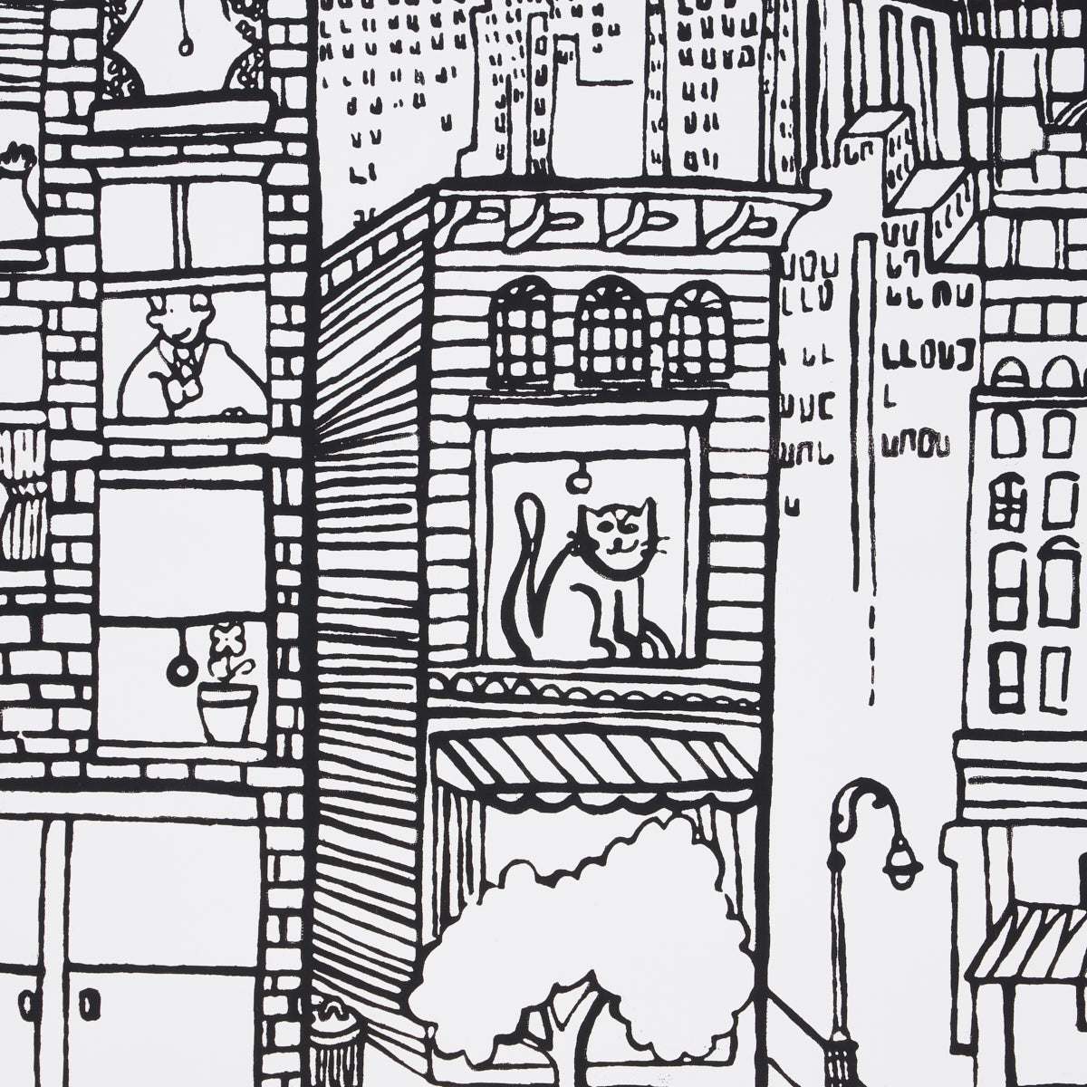 SCHUMACHER WALLCOVERING  EXUBERANT PRINTS NEW YORK  NEW YORK   BLACK ON WHITE   - 2705530