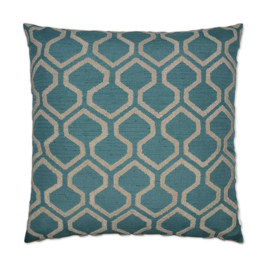 D.V. KAP HOME   24" x 24" Raw Edges Pillow - Turquoise Nautical, Textured    - 2706-T-2424