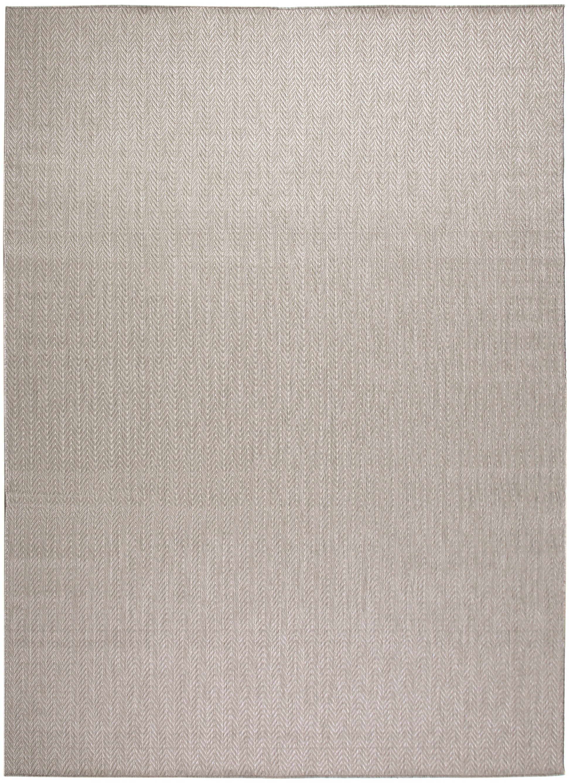 Beige textured rug with subtle herringbone pattern; rectangular, plush woven, neutral decor for living spaces.
