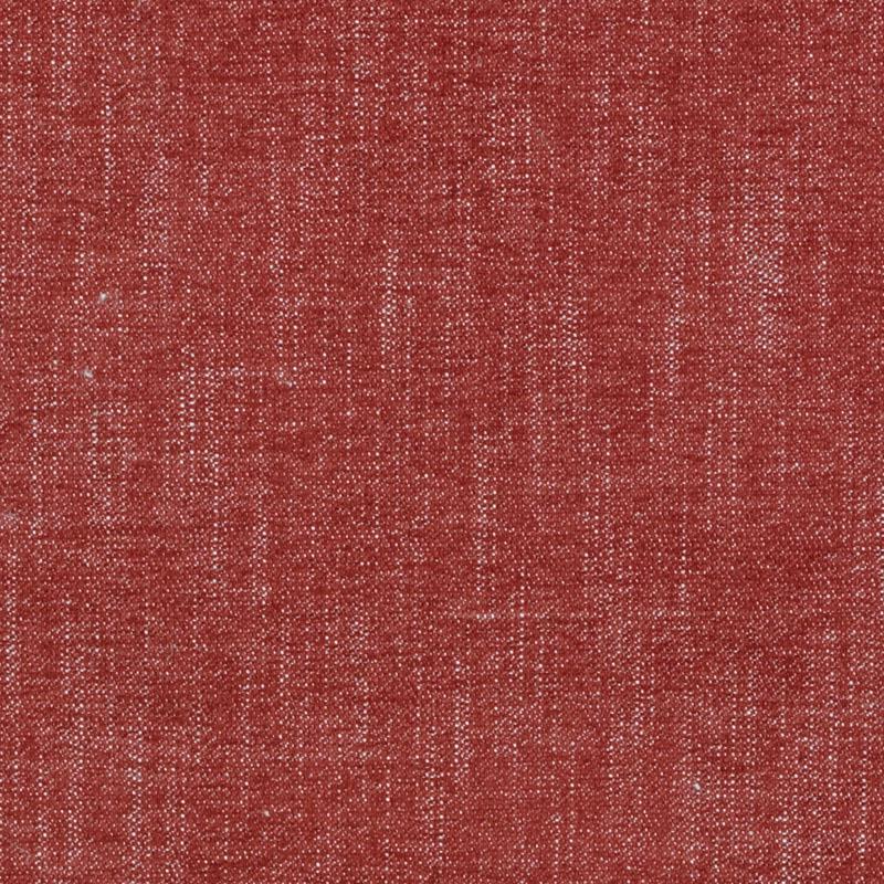 Red woven upholstery fabric with a linen-like texture and white specks.