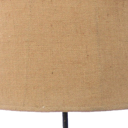28" Distressed Gray Metal Novelty Bedside Lamp With Khaki Drum Shade