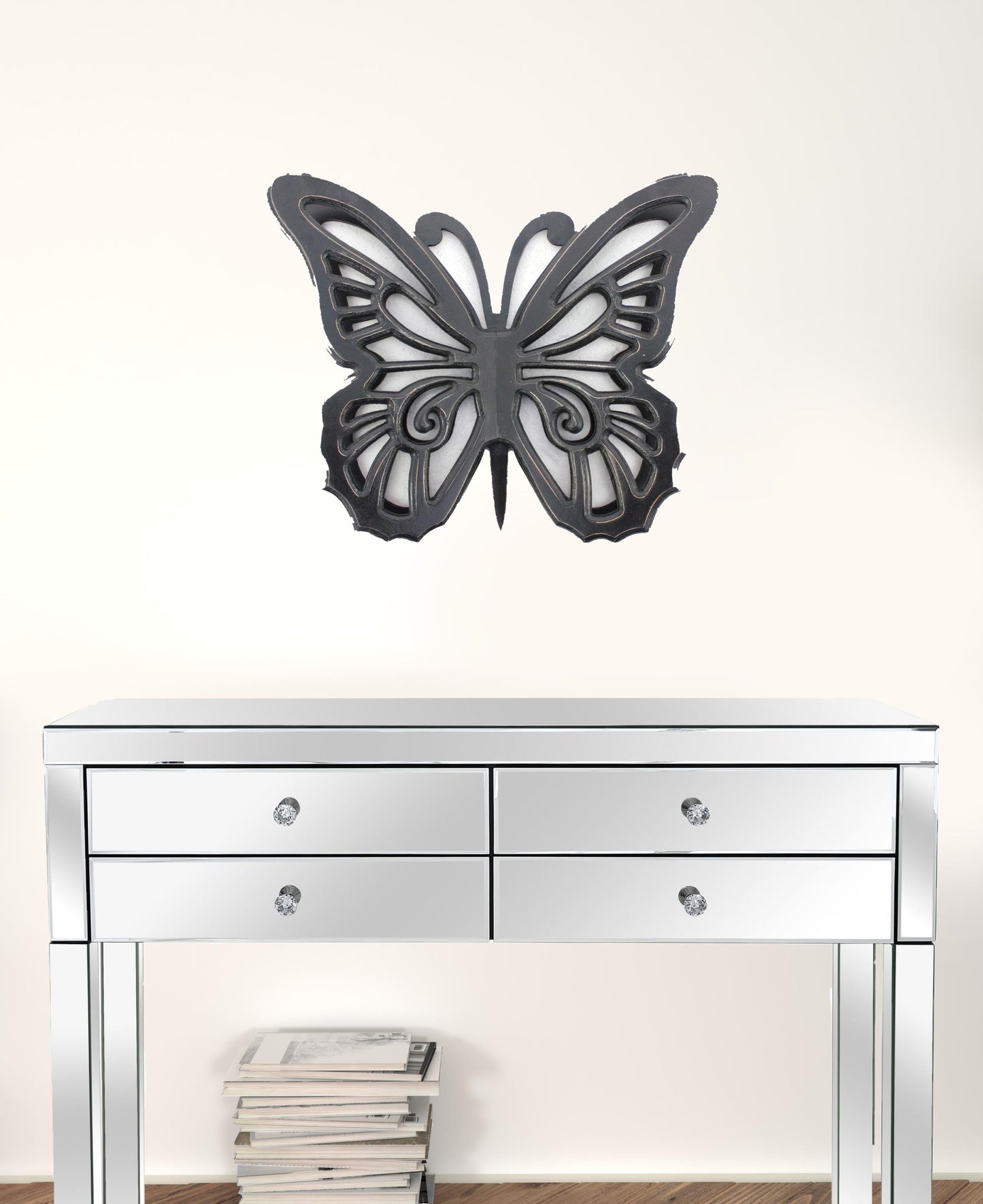 23" X 19" Black Rustic Butterfly Wooden Wall Decor