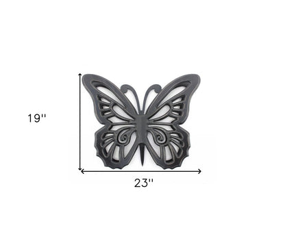 23" X 19" Black Rustic Butterfly Wooden Wall Decor