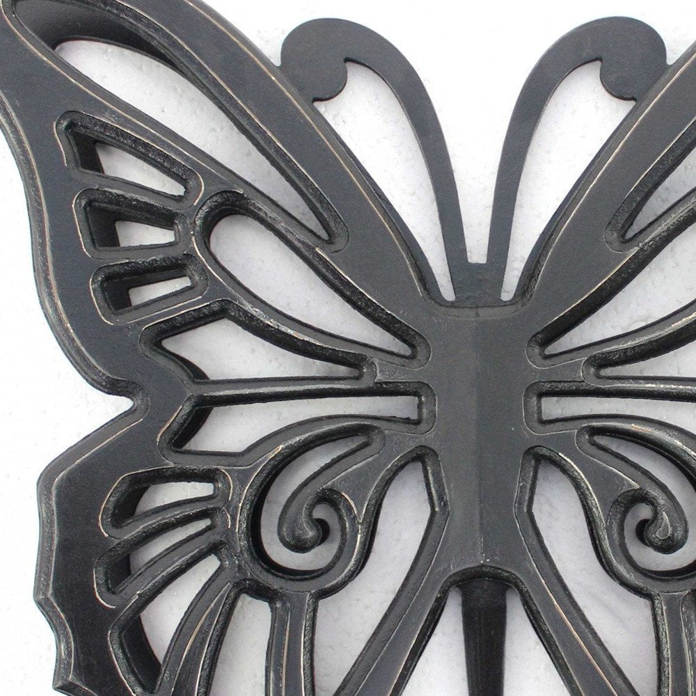 23" X 19" Black Rustic Butterfly Wooden Wall Decor