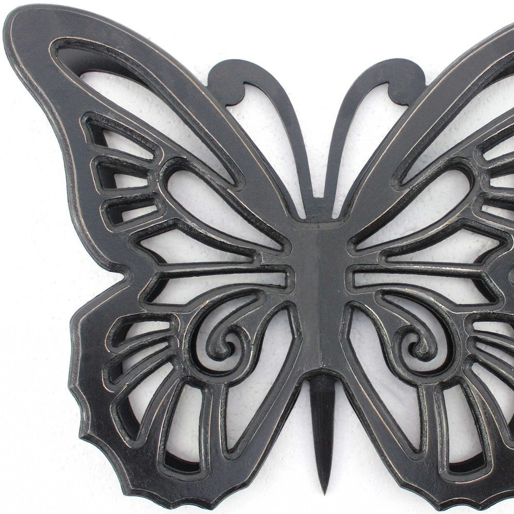 23" X 19" Black Rustic Butterfly Wooden Wall Decor