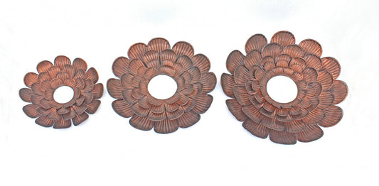 Set of Three Copper Novelty Metal Framed Accent Mirror