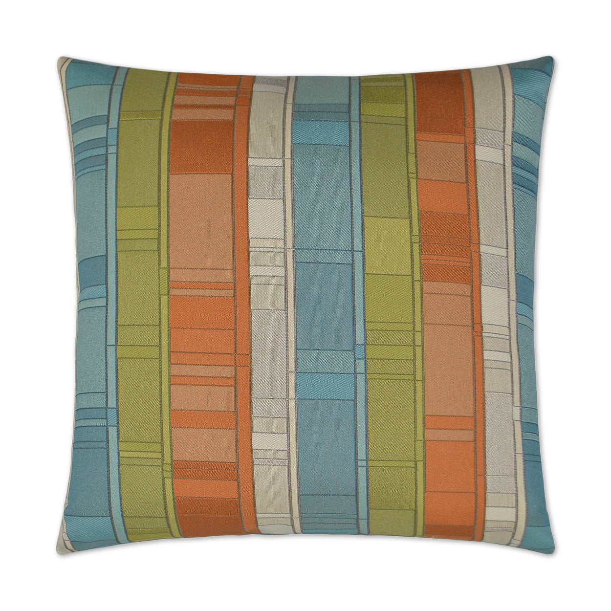 D.V. KAP HOME   24" x 24" Plaid Land Pillow - Catalina Stripes    - 2745-C-2424