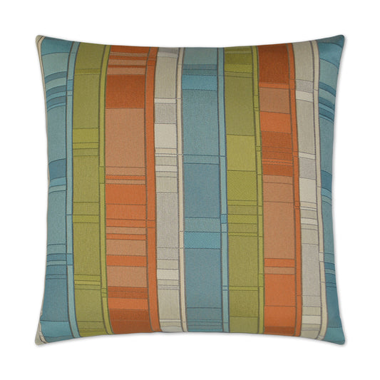 D.V. KAP HOME   24" x 24" Plaid Land Pillow - Catalina Stripes    - 2745-C-2424