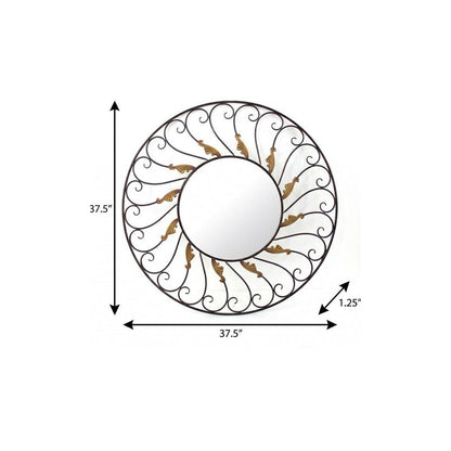 38" Bronze Metal Round Framed Accent Mirror