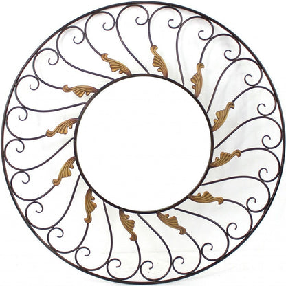 38" Bronze Metal Round Framed Accent Mirror